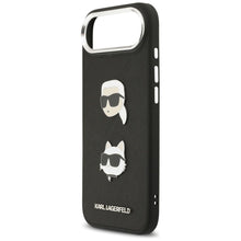Заредете изображение във визуализатора на галерията – KARL LAGERFELD case for IPHONE 17 Air compatible with MagSafe KLHCP17MPSFDHPOK (FW Grained PU W/ K&amp;C Heads Pins &amp; Logo) black
