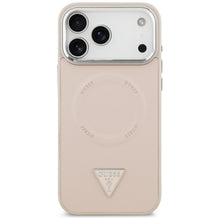 Заредете изображение във визуализатора на галерията – GUESS case for IPHONE 17 Pro Max compatible with MagSafe GUHMP17XPSDTSCMP (PU W/ Triangle Logo) pink
