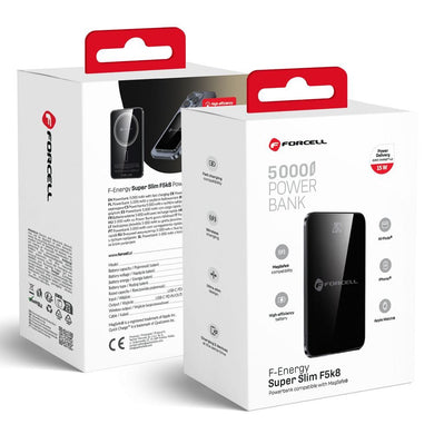 FORCELL F-ENERGY F5K8 Super Slim powerbank compatible with MagSafe PD3.0 QC4.0 15W 5000 mAh black