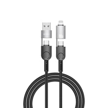 Заредете изображение във визуализатора на галерията – WiWU - Raptor series data cable Wi-C051 4in1 Fast Charging USB A/USB C to C+L 100W 1,2m - black
