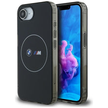 Заредете изображение във визуализатора на галерията – BMW case for IPHONE 16e (SE 4 2025) compatible with MagSafe BMHMPSE424HBMKH (IML Metal White Circle) black
