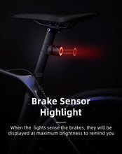 Заредете изображение във визуализатора на галерията – Rockbros Q3 rear bicycle lamp with intelligent stop system - black
