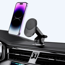 Заредете изображение във визуализатора на галерията – Tech-Protect MM15W-V1 car phone holder with MagSafe 15W inductive charger for cockpit / air vent - black
