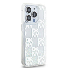 Заредете изображение във визуализатора на галерията – DKNY case for IPHONE 15 Pro DKHCP15LLCPEPT (DKNY HC Liquid Glitters W/Checkered Pattern) white
