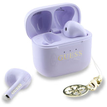 Заредете изображение във визуализатора на галерията – Wireless earphones TWS Guess Effect Printed Classic Logo &amp; Charm lavender
