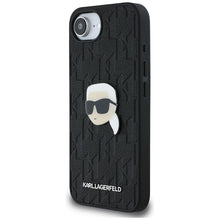 Заредете изображение във визуализатора на галерията – KARL LAGERFELD case for IPHONE 16e (SE 4 2025) KLHCPSE4PGKLKIPK (PU Monogram K. Head Pin) black
