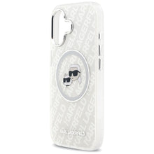 Заредете изображение във визуализатора на галерията – KARL LAGERFELD case for IPHONE 17 compatible with MagSafe KLHMP17SHMKBKCHOG (IML Glitter K&amp;C Heads Logo) gray
