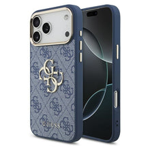 Заредете изображение във визуализатора на галерията – GUESS case for IPHONE 17 Pro Max GUHCP17X4GMGCBL (PU W/ Big 4G Classic Logo) gold blue
