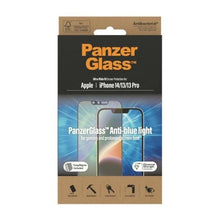 Заредете изображение във визуализатора на галерията – PanzerGlass Ultra-Wide Fit Antibacterial Tempered Glass with Blue Light Filter and Positioner for iPhone 14/13 Pro/13
