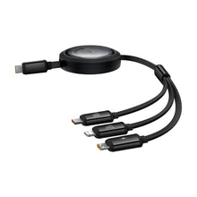 Заредете изображение във визуализатора на галерията – Baseus Free2Draw CB000084 retractable USB-C - Lightning / USB-C / micro USB cable 100W 1.1m - black
