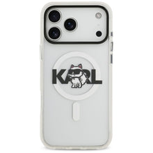Заредете изображение във визуализатора на галерията – KARL LAGERFELD case for IPHONE 17 Pro compatible with MagSafe KLHMP17LHGCHGKBT (IML Choupette Sketch Logo) transparent
