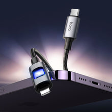 Заредете изображение във визуализатора на галерията – LED Cable USB C to Lightning Hoco PD 27W 1,2 m U144 black
