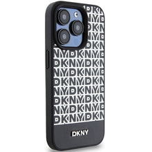 Заредете изображение във визуализатора на галерията – Original Case DKNY hardcase Leather Printed Pattern Metal Logo MagSafe DKHMP15XPSOSPK for Iphone 15 Pro Max black
