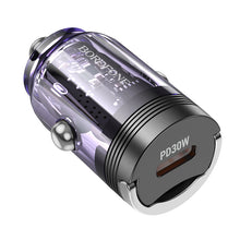 Заредете изображение във визуализатора на галерията – Borofone Car charger BZ29 Ray - Type C - PD 30W 3A transparent-purple
