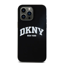 Заредете изображение във визуализатора на галерията – DKNY case for IPHONE 13 Pro Max compatible with MagSafe DKHMP13XSNYACH (DKNY HC MagSafe Silicone W/White Arch Logo) black
