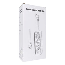 Заредете изображение във визуализатора на галерията – Power strip with 4 sockets max 3680W, 2xUSB A, 2x type C ports with 2m power cable E42 white

