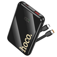Заредете изображение във визуализатора на галерията – Powerbank Hoco 10000 mAh QC PD 22,5W with built-in cables USB C + Lightning Q37 black
