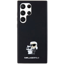 Заредете изображение във визуализатора на галерията – Original Pouch KARL LAGERFELD  hardcase Silicone Karl&amp;Choupette Metal Pin KLHCS24LSMHKCNPK for Samsung Galaxy S24 Ultra black
