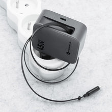 Заредете изображение във визуализатора на галерията – FORCELL F-ENERGY GaN III VT-R5 travel charger with retractable cable Type C and Type C charging port PD QC4.0 3A 45W gray
