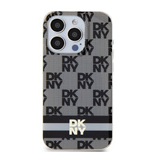 Заредете изображение във визуализатора на галерията – Original Case DKNY hardcase IML Checkered Mono Pattern &amp; Printed Stripes MagSafe DKHMP13LHCPTSK for Iphone 13 Pro/13 black
