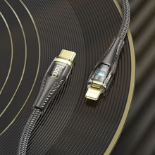 Заредете изображение във визуализатора на галерията – HOCO cable Type C to Lightning PD 27W U121 1,2 m black transparent
