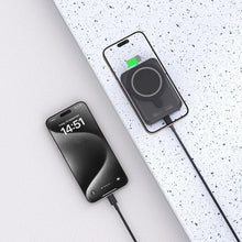 Заредете изображение във визуализатора на галерията – Tech-Protect LifeMag PB11 Powerbank with MagSafe 10000mAh 15W USB-C port - black + USB-C cable
