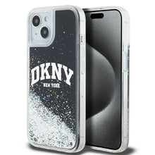 Заредете изображение във визуализатора на галерията – DKNY case for IPHONE 15 Plus DKHCP15MLBNAEK (DKNY HC Liquid Glitters W/Arch Logo) black
