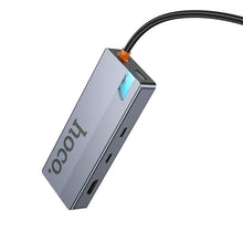Заредете изображение във визуализатора на галерията – Adapter HUB 8w1 (HDTV+RJ45+SD/TF+PD+Type-C 3.0+USB 3.0 x 2) USB-C Hoco HB52 grey
