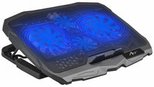 Заредете изображение във визуализатора на галерията – Cooling stand for laptop ART P4 2 x USB A LED black
