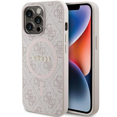 Оригинален гръб GUESS за IPHONE 13 Pro compatible with MagSafe GUHMP13LG4GFRP (4G Ring classic logo) розов