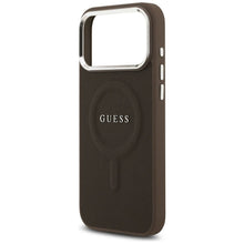 Заредете изображение във визуализатора на галерията – GUESS case for IPHONE 17 Pro compatible with MagSafe GUHMP17LPSAREGSW (PU W/ Classic Logo) brown

