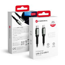 Заредете изображение във визуализатора на галерията – FORCELL F-ENERGY C260 cable Type C to Type C QC4.0 PD 5A 100W Cafule 0,5 m black

