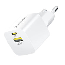 Заредете изображение във визуализатора на галерията – Wozinsky WWCEAC GaN USB-A USB-C 33W wall charger - white
