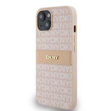 Заредете изображение във визуализатора на галерията – Original Case DKNY hardcase Leather Mono Stripe &amp; Metal Logo DKHCP14SPRTHSLP for Iphone 14/15/13 pink

