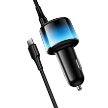 Заредете изображение във визуализатора на галерията – Car charger Hoco USB A + 2xUSB C PD QC3.0 57W with USB C to C cable Z69B black
