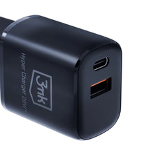 Заредете изображение във визуализатора на галерията – 3mk Hyper Charger 20W USB-C USB-A wall charger - black
