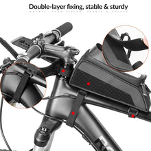 Заредете изображение във визуализатора на галерията – Rockbros 029-1BK bicycle bag for frame with phone cover - black

