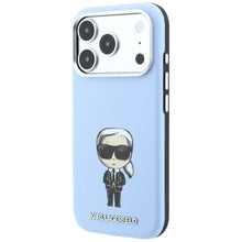 Заредете изображение във визуализатора на галерията – KARL LAGERFELD case for IPHONE 18 Pro/ 17 Pro compatible with MagSafe (Smooth Ikonik Sketch) light blue
