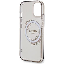 Заредете изображение във визуализатора на галерията – Guess IML Flowers Wreath MagSafe case for iPhone 15 / 14 / 13 - black
