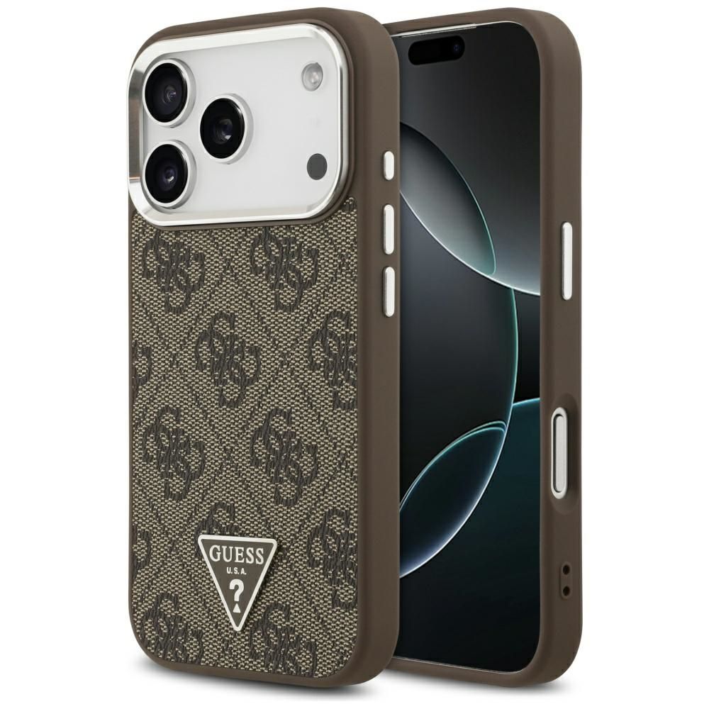 GUESS case for IPHONE 17 Pro compatible with MagSafe GUHMP17LP4TSRCMW (PU 4G W/Triangle Logo SL) brown
