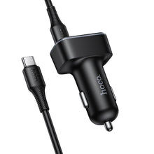 Заредете изображение във визуализатора на галерията – Car charger Hoco USB A + USB C PD QC3.0 48W + cable USB C to C Z63B black

