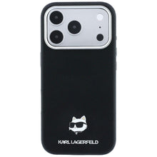 Заредете изображение във визуализатора на галерията – KARL LAGERFELD case for IPHONE 18 Pro/ 17 Pro compatible with MagSafe (Grained Choupette Head Metal) black
