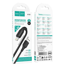 Заредете изображение във визуализатора на галерията – Cable USB A to Lightning Hoco 2,4A 1 m X120 black
