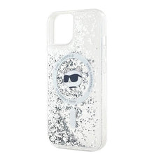 Заредете изображение във визуализатора на галерията – Karl Lagerfeld Liquid Glitter Choupette Head MagSafe case for iPhone 14 / 15 / 13 - transparent
