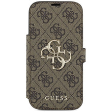 Заредете изображение във визуализатора на галерията – GUESS book case for IPHONE 17 Pro GUBKP17L4GMGBR (PU 4G Metal Logo) brown
