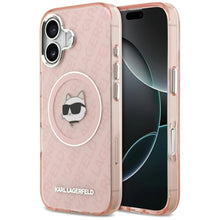 Заредете изображение във визуализатора на галерията – KARL LAGERFELD case for IPHONE 17 compatible with MagSafe KLHMP17SHMKBCHOP (IML Choupette Head Logo) pink
