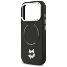 Заредете изображение във визуализатора на галерията – KARL LAGERFELD case for IPHONE 17 Pro Max compatible with MagSafe KLHMP17XPSMLRCHK (PU Choupette Pin) black

