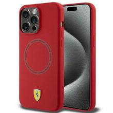 Заредете изображение във визуализатора на галерията – Ferrari Silicone Printed Ring MagSafe case for iPhone 15 Pro Max - red
