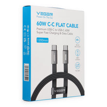 Заредете изображение във визуализатора на галерията – Flat cable Type C to Type C VEGER PD 3A 60W CC06-MTB 1,2 m black
