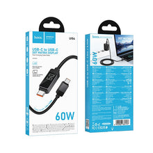 Заредете изображение във визуализатора на галерията – Cable USB C to USB C Hoco 3A 60W with Dpot Matrix LCD 1 m U154 black
